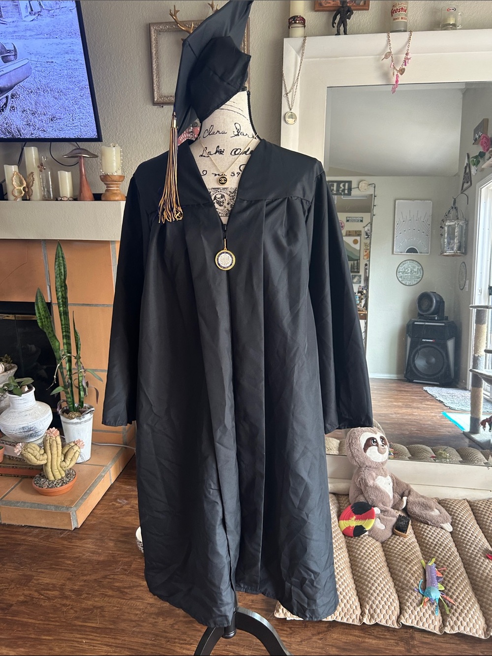 Classic Black Graduation Gown with Tassel